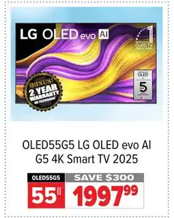 2001 Audio Video OLED55G5 LG OLED evo AI G5 4K Smart TV 2025 offer