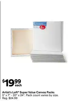 Michaels Artist's Loft Super Value Canvas Packs offer