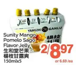 T&T Supermarket SUNITY MANGO POMELO SAGO FLAVOR JELLY, 150MLX5 offer