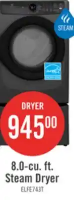 The Brick Electrolux 8 Cu. Ft. Electric Dryer - Titanium - Stackable - ELFE743CAT offer