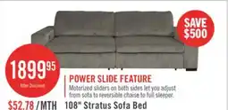 The Brick Stratus 108 Faux Fur Fabric Full-Size Sofa Bed with Power Sliding - Fog Grey offer