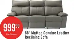 The Brick Matteo 88 Genuine Leather Reclining Sofa - Aviarah Grey offer