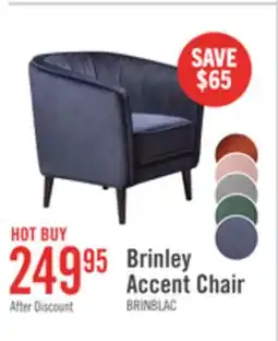 The Brick Brinley 29 Velvet Fabric Accent Chair with Wood Legs - Blue offer