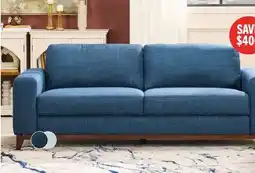 The Brick River 87 Linen-Look Fabric Sofa with Wood Base and Legs - Blue offer