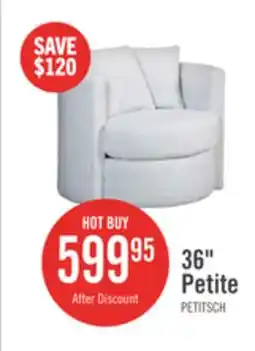 The Brick Made in Canada Petite 36 Chenille Fabric Swivel Cuddler Accent Chair - Teddy Star Grey offer