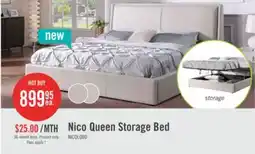 The Brick Nico Upholstered Storage Platform Bed in Vegan Leather Taupe Fabric, Hyrdraulic Lift - Queen Size offer