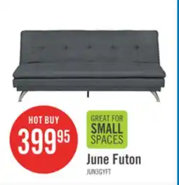 The Brick June 73.2 Linen-Look Fabric Klik Klak Futon with Metal Legs and Tufting - Grey offer