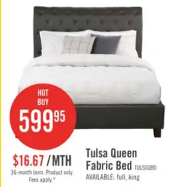 The Brick Tulsa Upholstered Platform Bed in Grey Vegan-Leather Fabric, Button Tufted - Queen Size offer