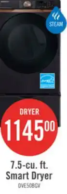 The Brick Samsung 7.5 Cu. Ft. Electric Dryer with Steam - Black Stainless Steel - Stackable - DVE50BG8300VAC offer