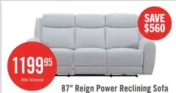 The Brick Reign 87 Fabric Power Reclining Sofa with USB Ports - Bronco Stone Grey offer