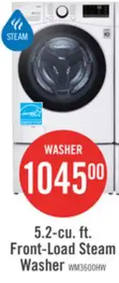 The Brick LG 5.2 Cu. Ft. Smart Front-Load High-Efficiency Steam Washer - White - Stackable - WM3600HWA offer