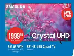 The Brick Samsung 98 4K UHD Edge Lit Dynamic Crystal Colour HDR10+ 120Hz Smart TV (UN98DU9000FXZC) offer