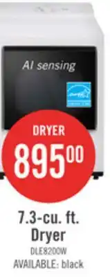 The Brick LG 7.3 Cu. Ft. Electric Dryer with AI Sensing and ThinQ - Alpine White - DLE8200CW offer