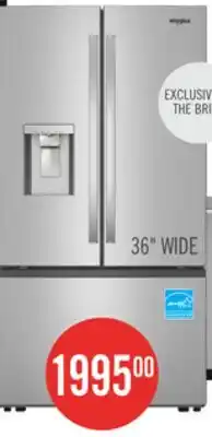 The Brick Whirlpool 36 30 Cu. Ft. French-Door Refrigerator with Dual Ice Makers - Stainless Steel - WRFF3736SZ offer