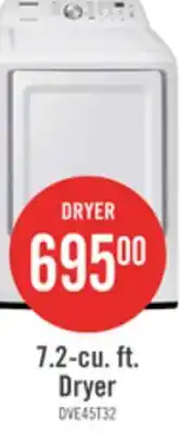 The Brick Samsung 7.2 Cu. Ft. Electric Dryer - White - DVE45T3200W/AC offer