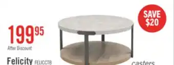 The Brick Felicity 36 Round Coffee Table with Shelf and Casters - Grey offer