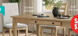 The Brick Cove 7pc Dining Table Set with Table & 6 Chairs, Storage Drawers, Melamine, 66W - Natural/Grey offer