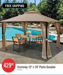 The Brick Costway 12' X 10' Outdoor Patio Gazebo Canopy Shelter Double Top Sidewalls Netting Brown offer