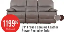 The Brick Franco 89 Genuine Leather Zero Gravity Power Reclining Sofa with USB Ports - Grey offer