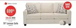 The Brick Made in Canada Lennox 79 Chenille Fabric Sofa with Reversible Cushions and Accent Pillows - Taupe offer