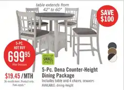 The Brick Dena 5pc Counter-Height Dining Set with Table & Chairs, 42-60W Extension, Round - Dove Grey offer