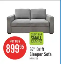 The Brick Drift 66.5 Linen-Look Fabric Sleeper Sofa with Track Arms - Grey offer