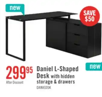 The Brick Daniel 55.11 Glass-Top L-Shaped Desk with Storage - Black offer