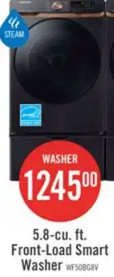 The Brick Samsung 5.8 Cu. Ft. Front-Load Steam Washer - Black Stainless Steel - Stackable - WF50BG8300AVUS offer