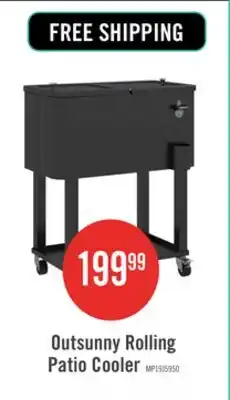 The Brick Outsunny 60qt Rolling Patio Cooler Cart, Portable Outdoor Cooler, Black offer