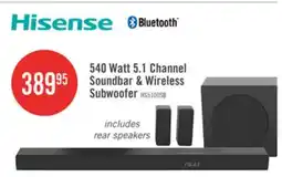 The Brick HISENSE HS5100 5.1 Channel 540W Soundbar with Wireless Subwoofer & Rear Speakers offer