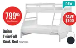 The Brick Quinn Bunk Bed with Ladder & Guard Rail for Kids, White - Twin/Full offer