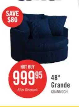 The Brick Made in Canada Grande 48 Chenille Fabric Cuddler Accent Chair - Groove Midnight Blue offer