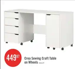 The Brick Crea Sewing Craft Table On Wheels - Pure White offer