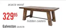 The Brick Galeveston 50 Rustic Coffee Table with Casters - Brown Woodgrain Wood offer