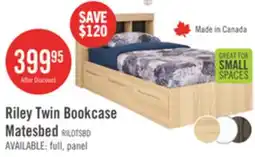 The Brick Riley Mates Bed with Bookcase Headboard Set for Kids, Made in Canada, Natural - Twin Size offer