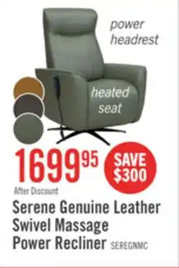 The Brick Serene 31 Genuine Leather Power Reclining Massage Chair with Power Headrest and Heated Seat - Green offer