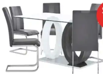 The Brick Jaye 7pc Dining Set with Table & 6 Chairs, Glass Top, Pedestal Base, 63W - Grey & White offer