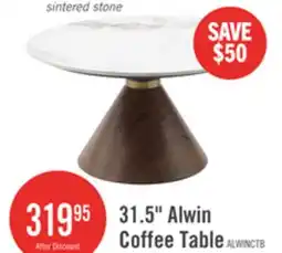 The Brick Alwin 31.5 Modern Round Coffee Table with White Sintered Stone Top - Brown offer