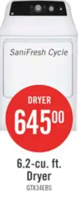The Brick GE 6.2 Cu. Ft. Electric Dryer with SaniFresh Cycle – White - GTX34EBMRWS offer