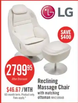The Brick LG 29.6 Leather-Look Fabric Reclining Massage Chair with Matching Ottoman - Beige offer