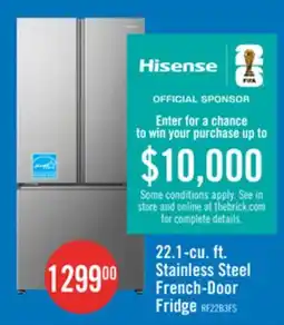 The Brick Hisense 31.3 22.1 Cu. Ft. French-Door Refrigerator - Stainless Steel - RF22B3FSE offer