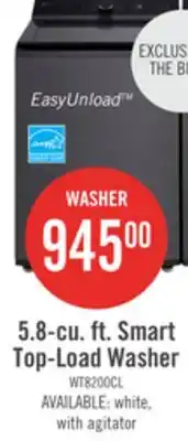 The Brick LG 5.8 Cu. Ft. Smart Top-Load Washer with EasyUnload and AI Sensing - Platinum Black - WT8200CL offer
