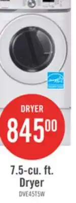 The Brick Samsung 7.5 Cu. Ft. Electric Dryer - White - Stackable - DVE45T6005W/AC offer