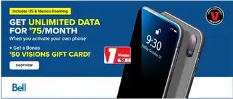 Visions Electronics GET UNLIMITED DATA FOR $75/MONTH offer