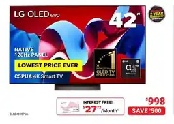 Visions Electronics LG 42 120Hz PANEL C5PUA 4K Smart TV offer