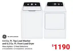 Visions Electronics GE 4.4 Cu. Ft. Top Load Washer and 6.2 Cu. Ft. Front Load Dryer offer