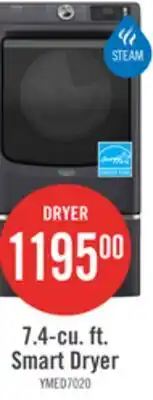 The Brick Maytag 7.4 Cu. Ft. Pet Pro Smart Electric Dryer - White - YMED7020RW offer
