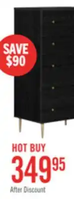 The Brick Lake Bedroom Chest of Drawers, 5-Drawer, 29W x 52H, Made in Canada, Glam - Black offer