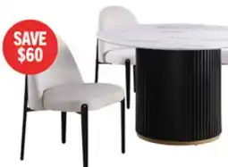 The Brick Kort & Co. Capri 5pc Dining Set with Table & 4 Linen-Look Chairs, Pedestal Base, 47W Round - Beige offer