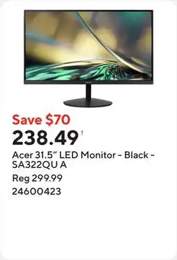 Staples Acer 31.5 LED Monitor - Black - SA322QU A offer